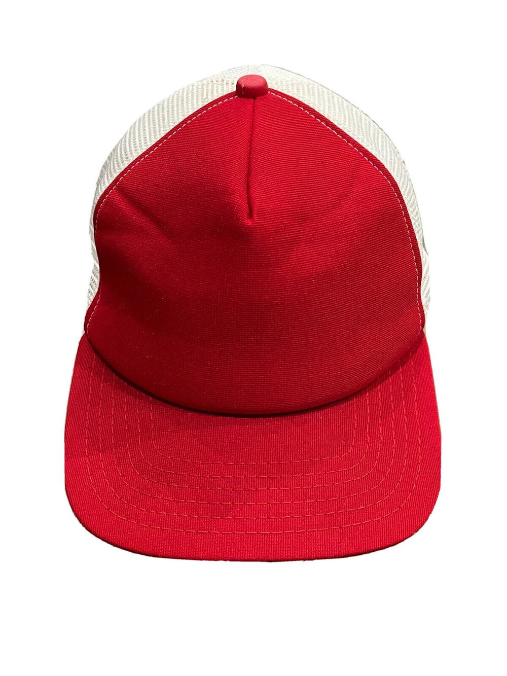 Vintage New Era Red White Blank Adjustable Snapback Hat M/L Made In USA DuPont
